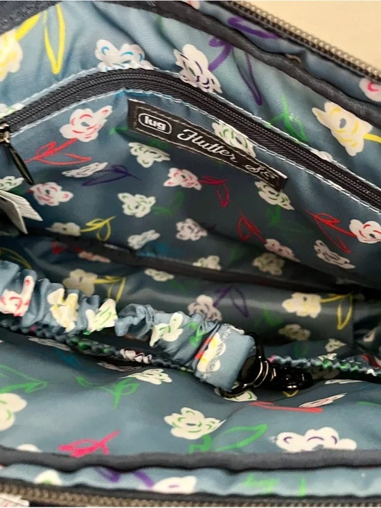 Lug Flutter SE Crossbody Bag Bright Floral RFID Front Zip Pocket Travel Blue - Picture 7 of 12